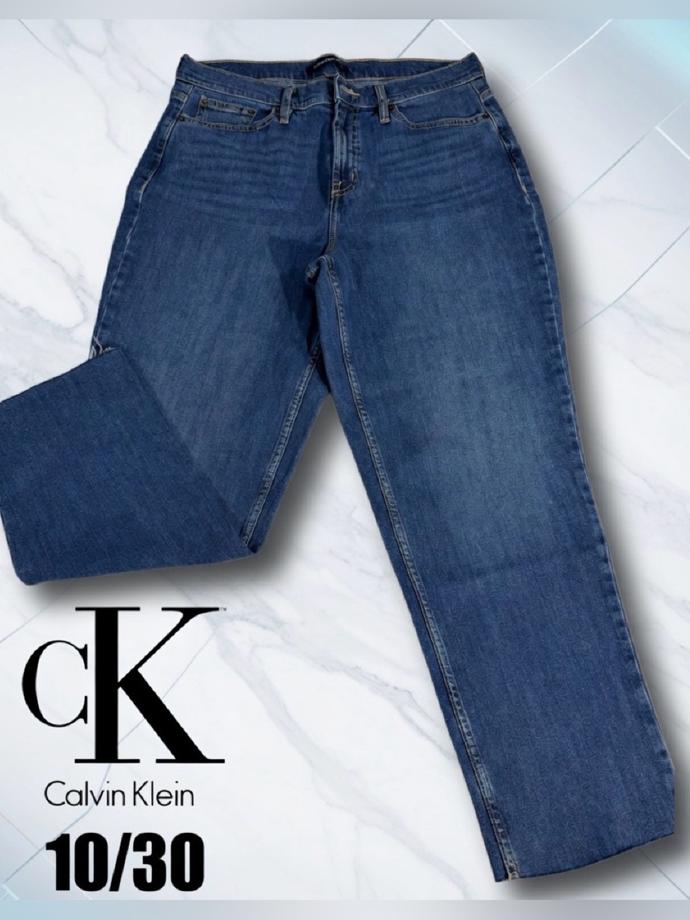 Calvin Klein Dark Blue Ankle Cropped Straight Jeans
